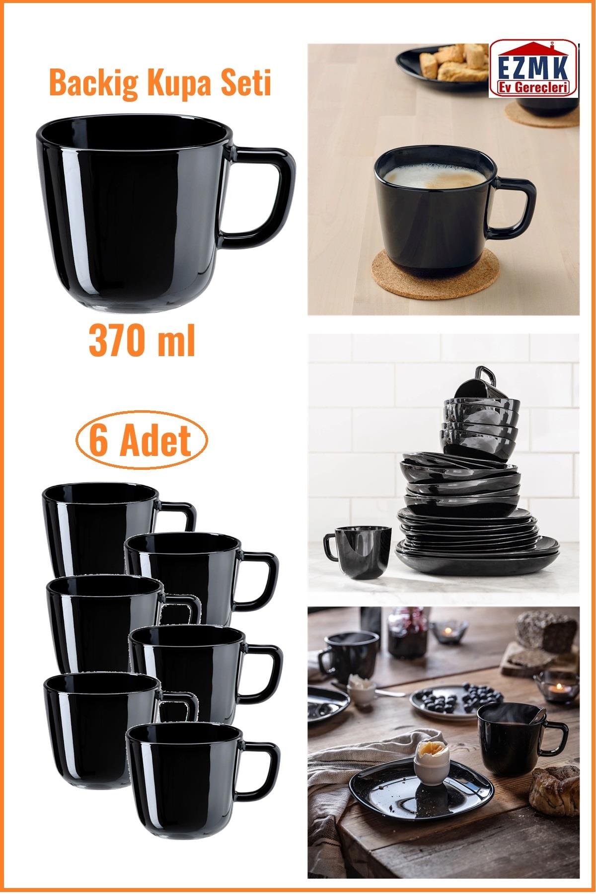 Backig Siyah Kupa Seti 370 ml \ 6 Adet