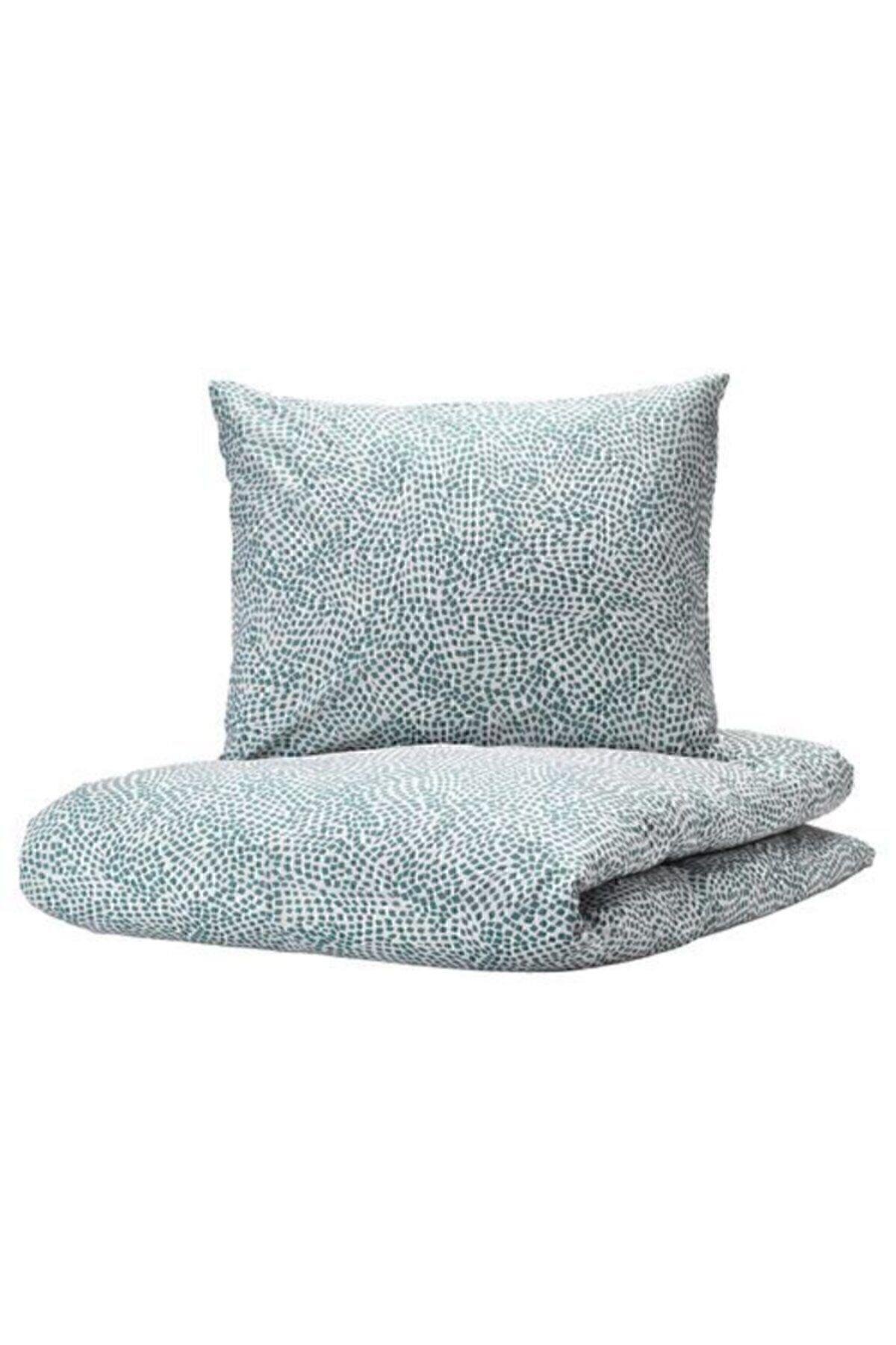 Çift Kişilik Nevresim Takımı,meridyendukkan Turkuaz-beyaz 240x220/50x60 Cm Modern Takım