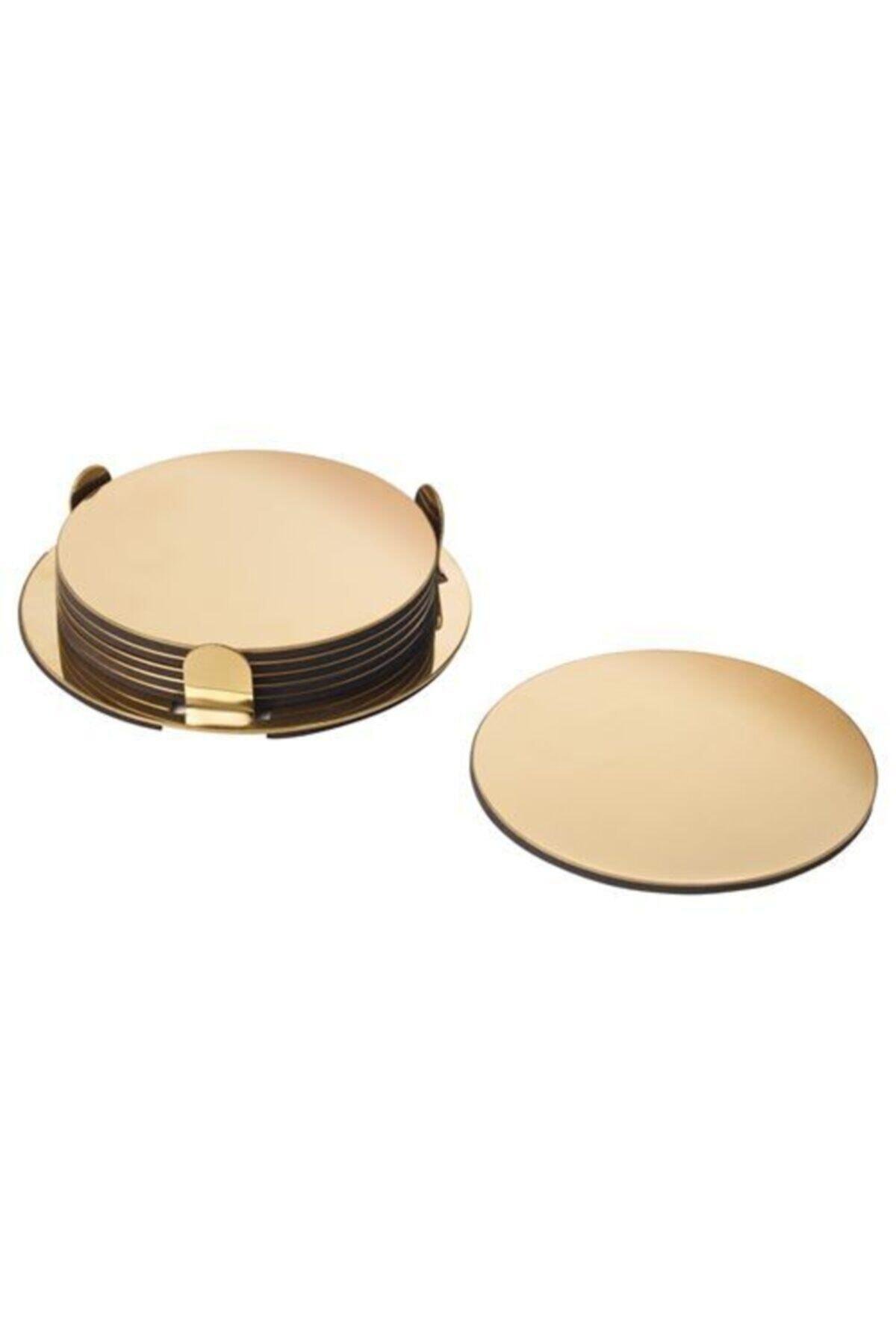 Glattıs 6 Adet Pirinç Rengi Bardak Altlığı 8.5 Cm