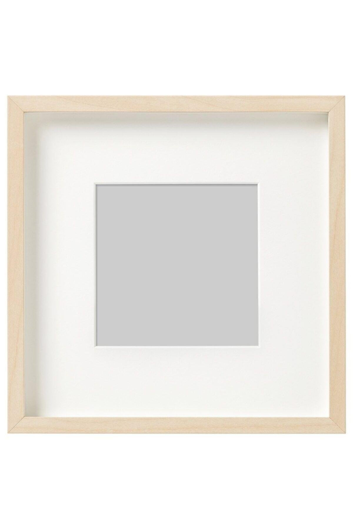 Hovsta Kare 23x23 Cm Huş Kalın Kenarlı Ahşap Paspartulu Fotoğraf Resim Çerçevesi