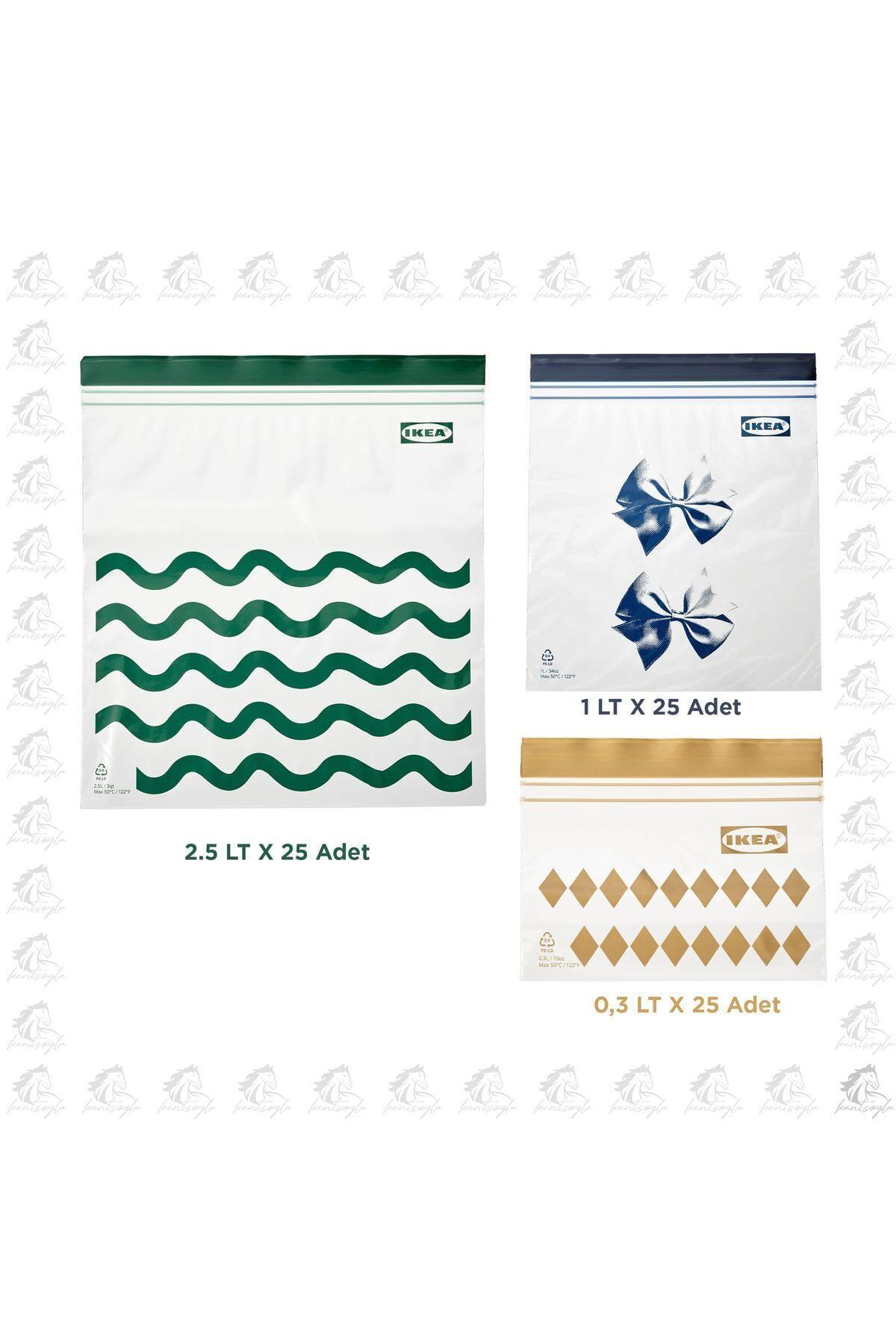 ISTAD Buzdolabı Poşeti Üçlü Set 2.5 Lt + 1 Lt + 0,3 Lt hacimli ikea istad set