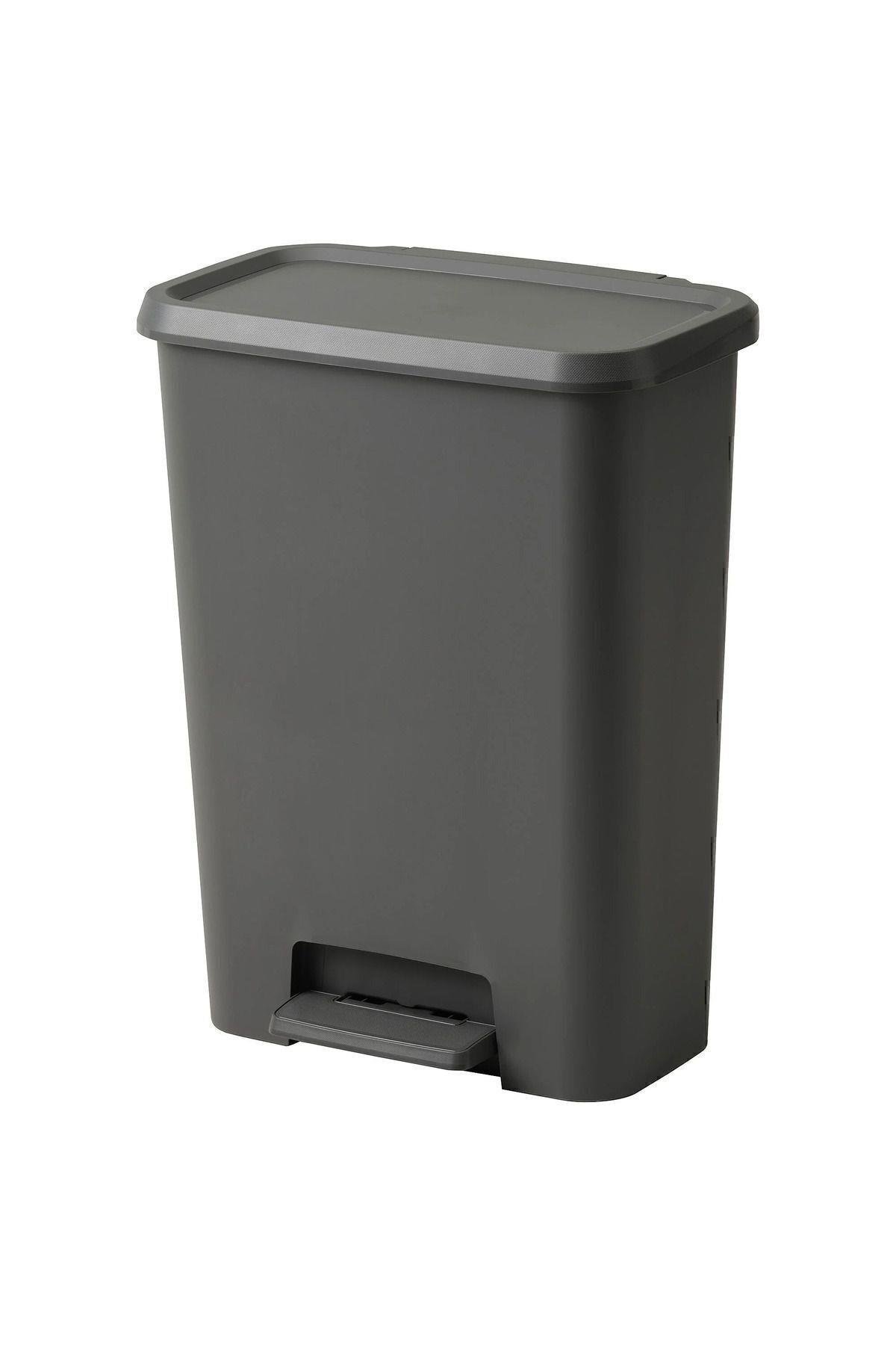 KNÖCKLA ÇÖP KUTUSU, Koyu Gri, 50 lt, BÜYÜK BOY ÇÖP KUTUSU HACİM 50LT, Yükseklik: 62.5 cm