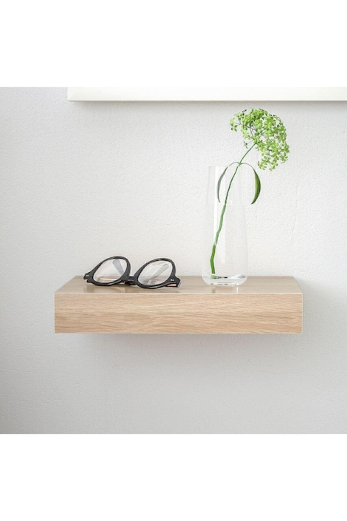 Lack 30x26 Cm Ağartılmış Meşe Görünümlü Gizli Bağlantılı Ahşap Duvar Rafı