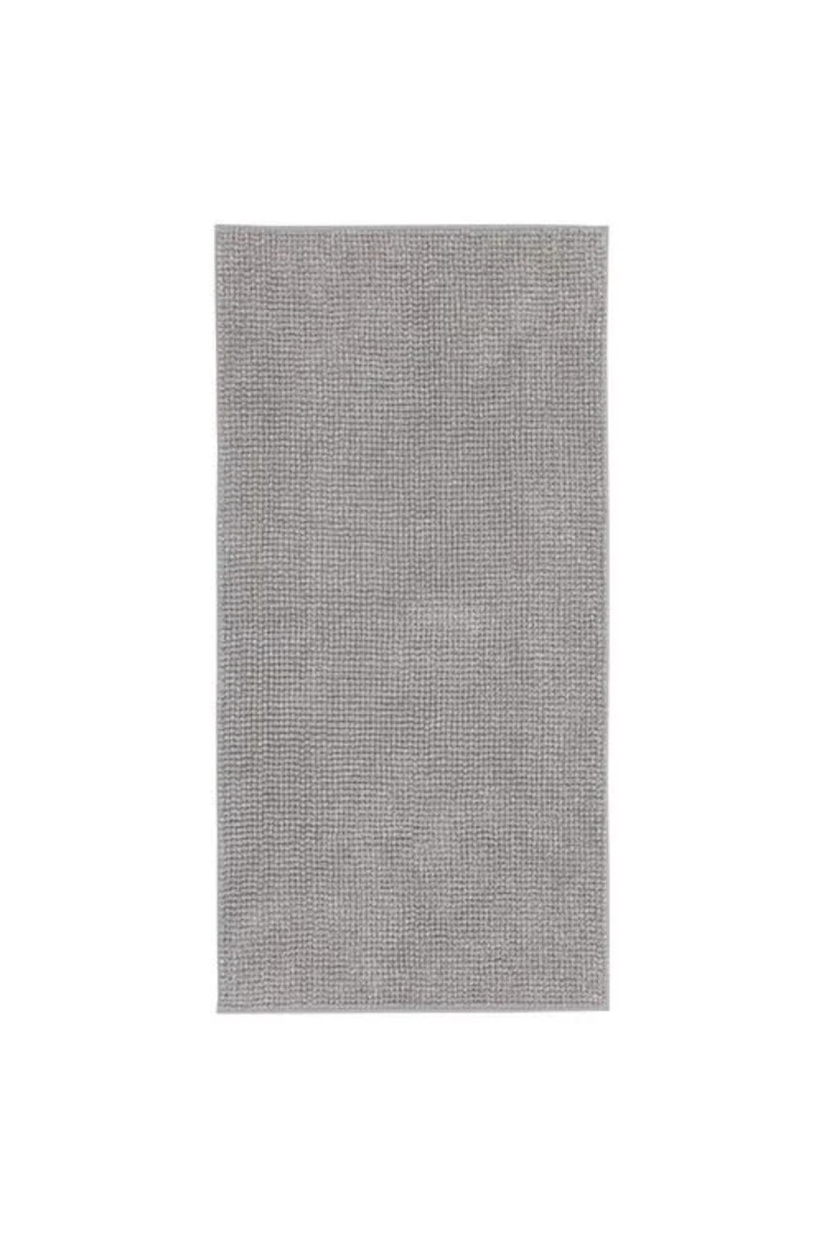 Mikrofiber Banyo Paspası Açık Gri Renk 60x120 Cm Yumuşak Banyo Halısı Ultra Emici