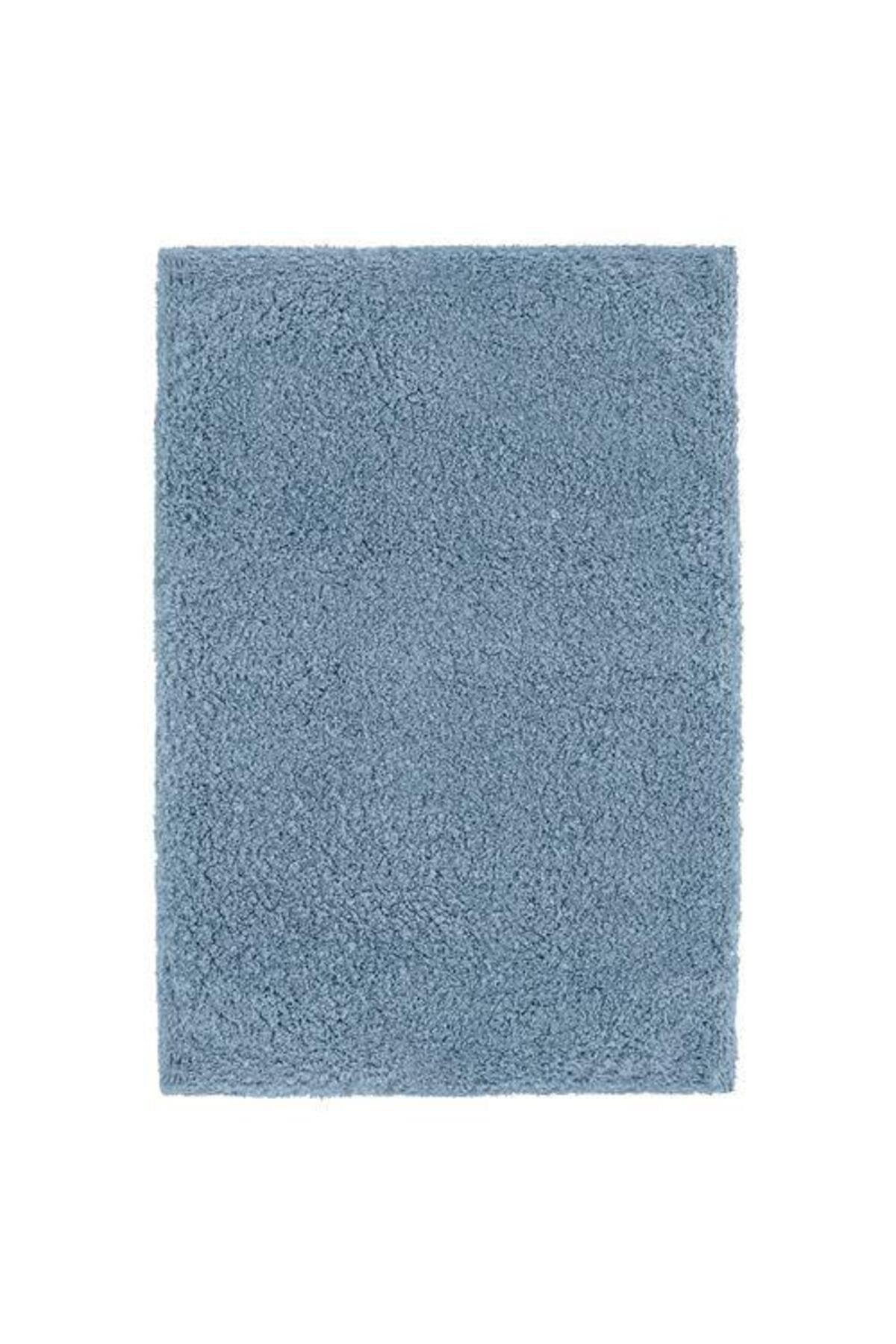 Mikrofiber Banyo Paspası Deniz Mavi Renk MeridyenDukkan 60x90 cm Kalın Tüylü