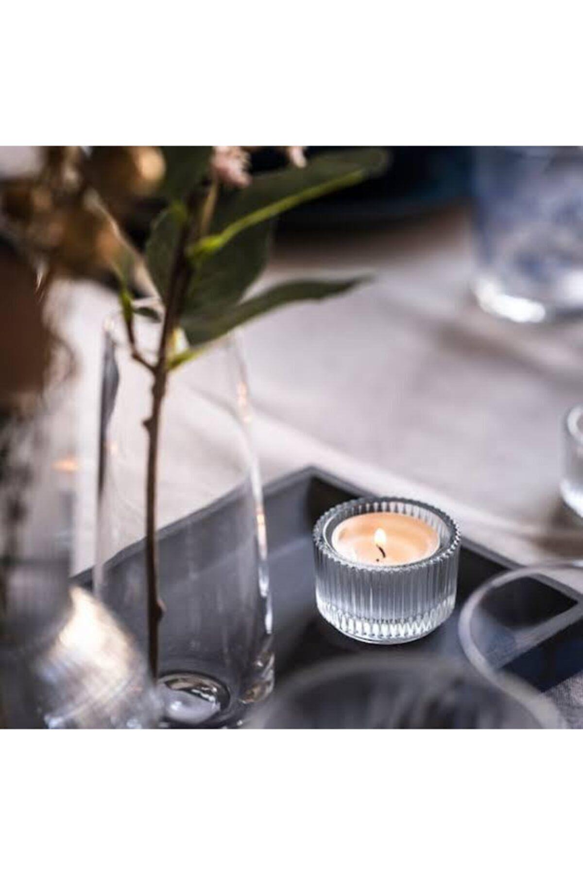 Minimalist Tealight Mumluk, Saydam Cam, 3.5 Cm
