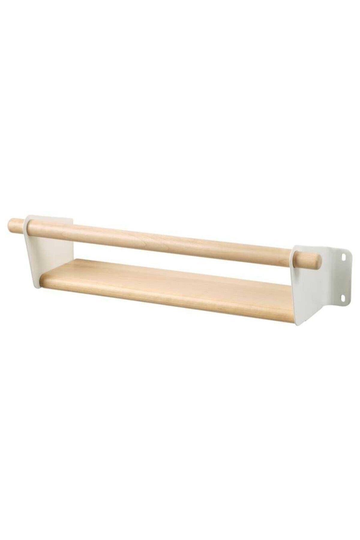 Nereby 40x10 Cm Masif Ahşap Çelik Duvar Rafı Düzenleyici