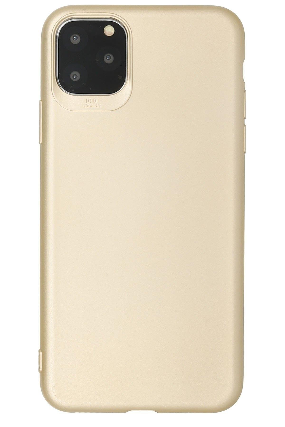 Newface Iphone 11 Pro Max Kılıf Premium Rubber Silikon - Gold