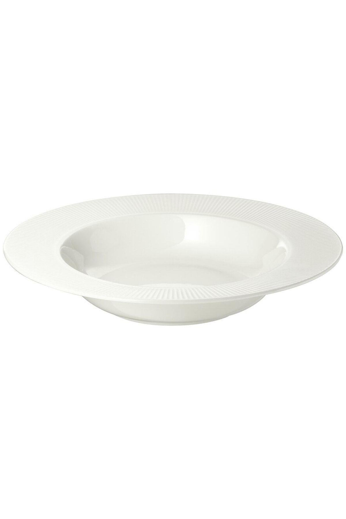 Ofantlıgt 24 Cm Derin Tabak Beyaz Feldispat Porselen Derin Çukur Tabak Yemek Tabağı