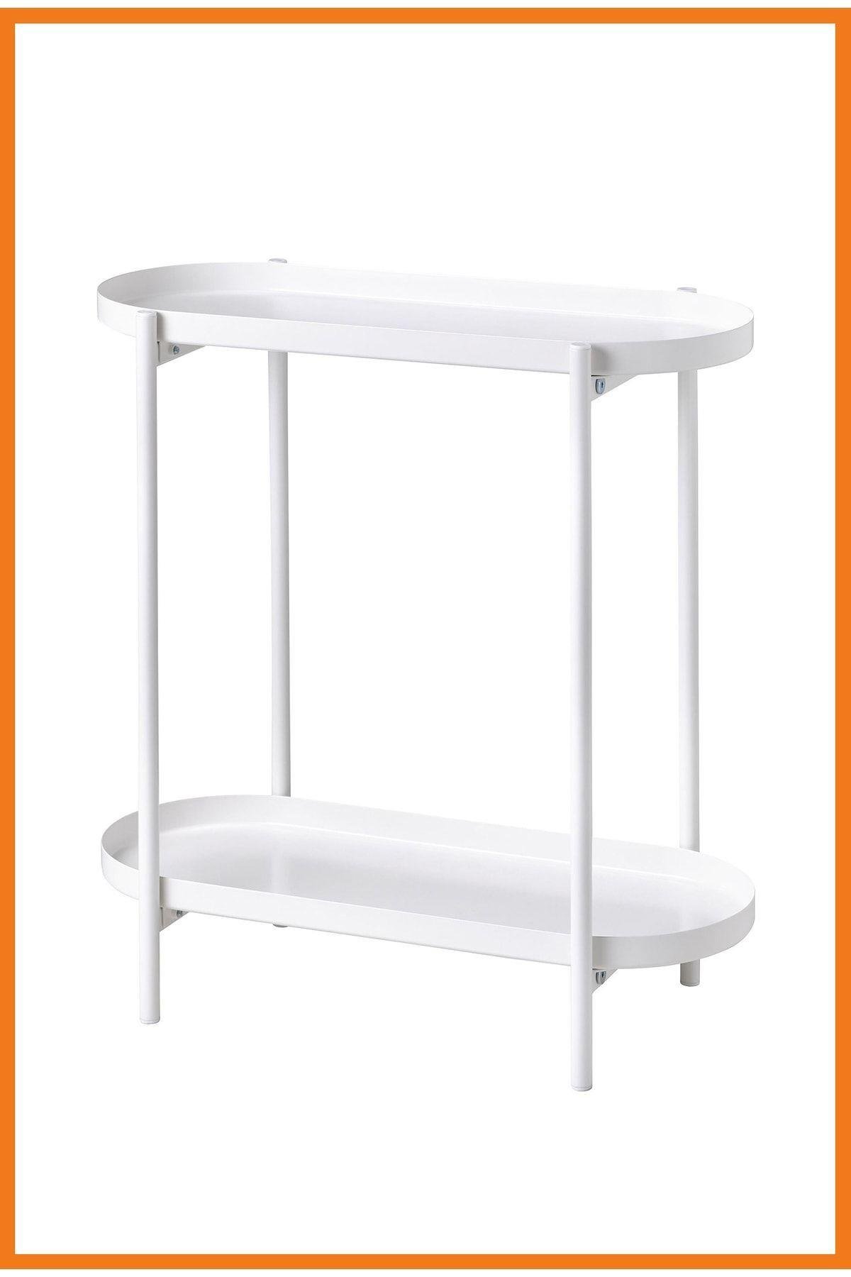 Olivblad Dekoratif Iki Raflı Çiçeklik 56 Cm Iç/dış Mekan Beyaz
