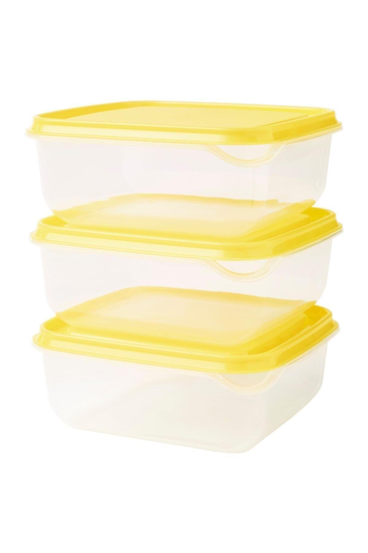 Pruta Saklama Kabı 3lü Set 0.6 Lt Sarı Renk Çok Amaçlı Özelliği 3 Adet Sarı Kapak Sarı Kap