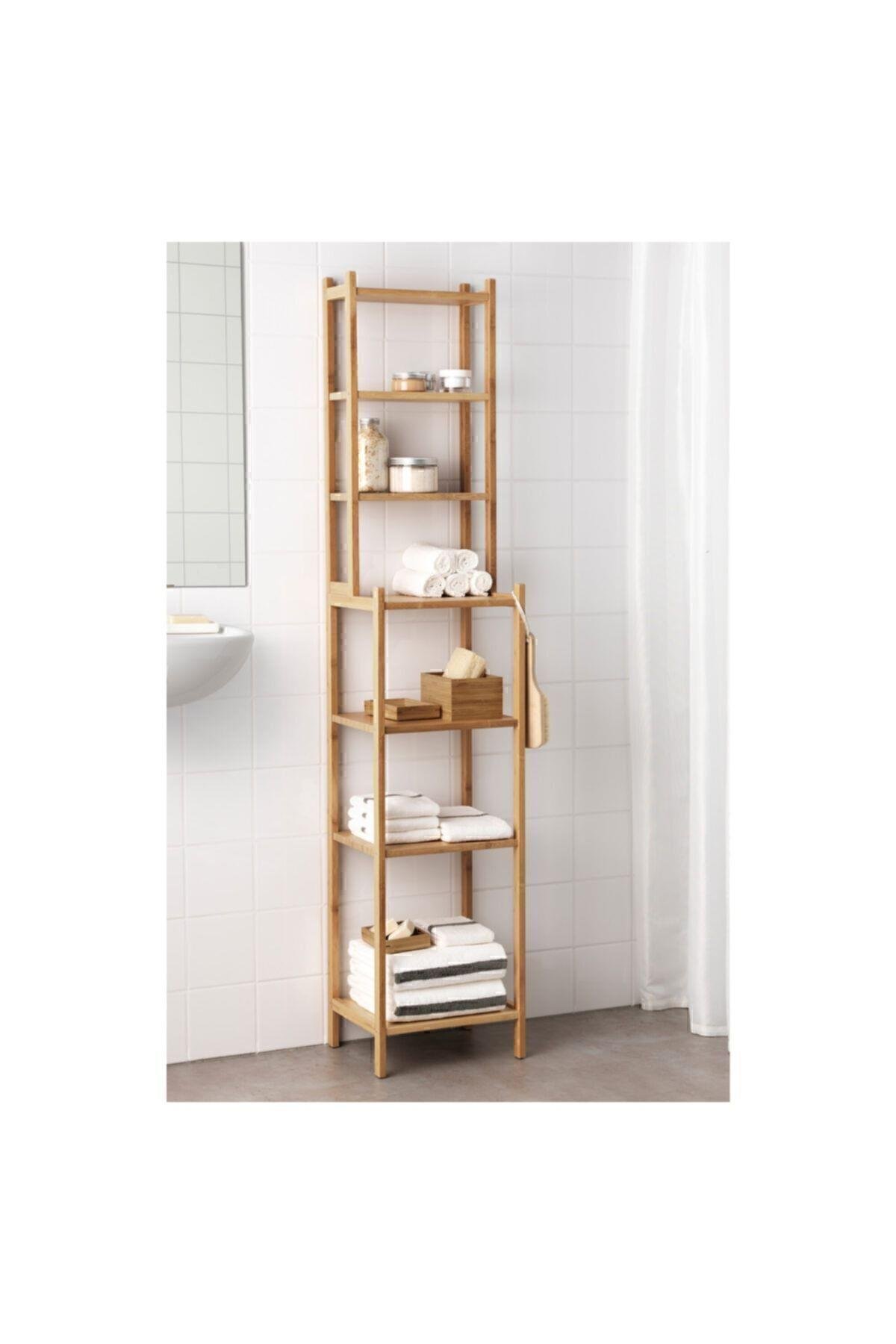 Ragrund Banyo Rafı Bambu, 33x28x163 Cm Dolap