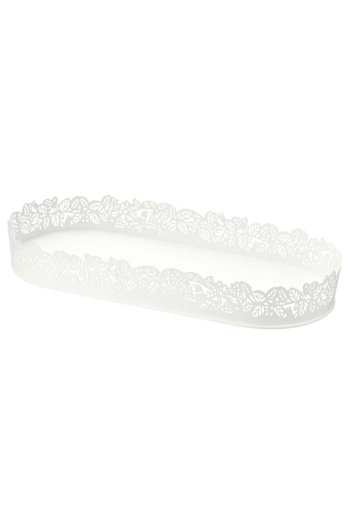 Samverka Metal Beyaz Mum Tabağı 35x15 Cm 50388720