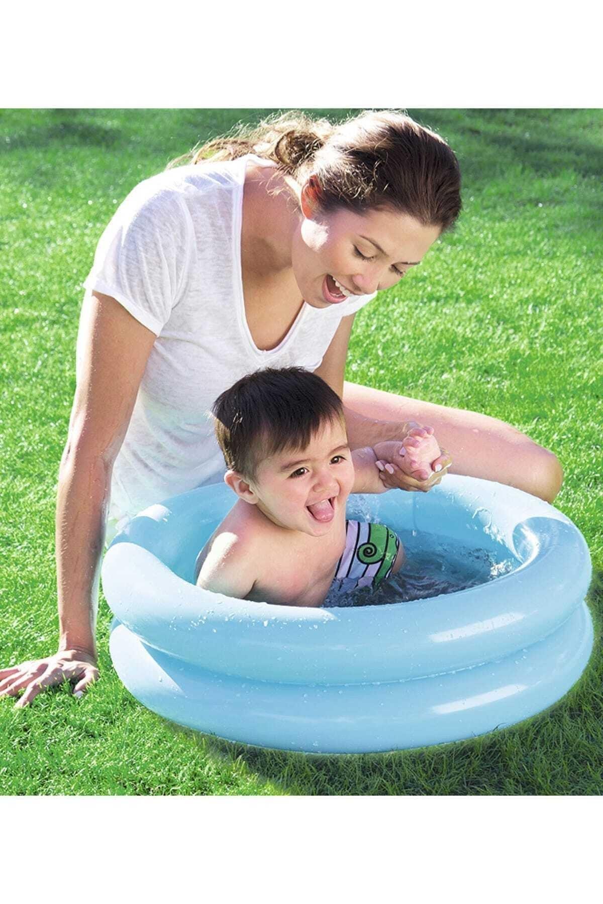 Şişme Bebek Havuzu 2 Halkalı Taban Desenli Mavi Bestway 51061