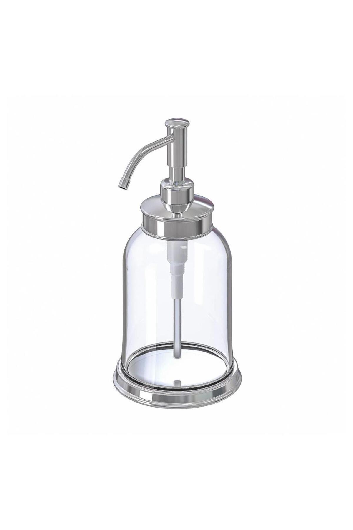 Sıvı Sabunluk - Şeffaf Cam - 300 ml - Krom Kaplama Başlık