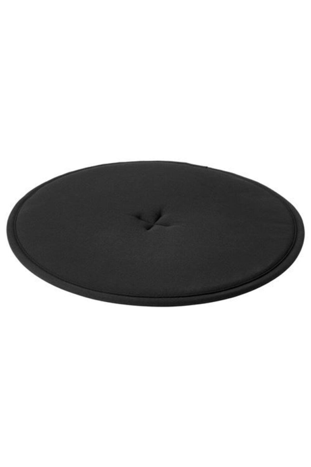 Siyah Renk Yuvarlak Sandalye-tabure Minderi Meridyendukkan 36 Cm-kaymaz Taban-pamuklu