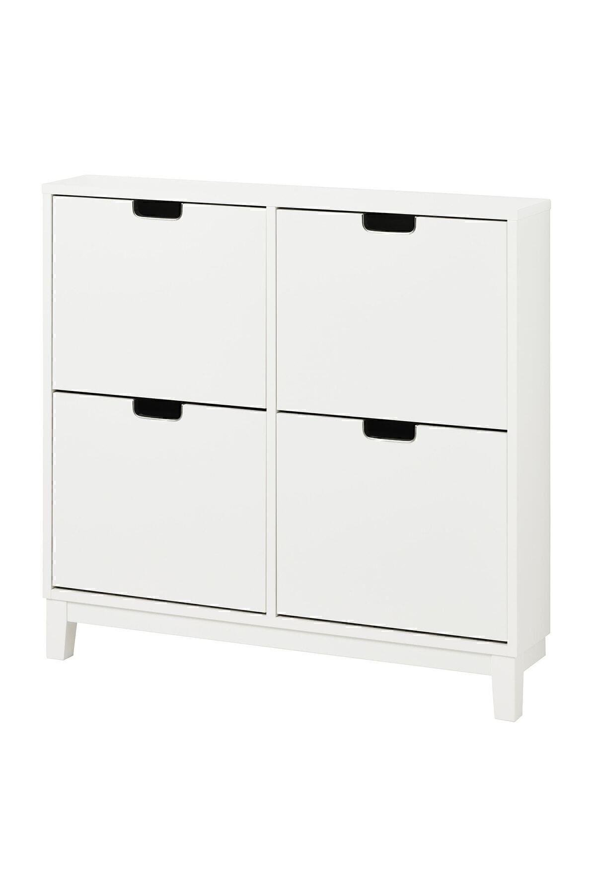 Stall Ayakkabı Dolabı, Beyaz , 96x17x90 Cm, 4 Bölmeli - Ereganto