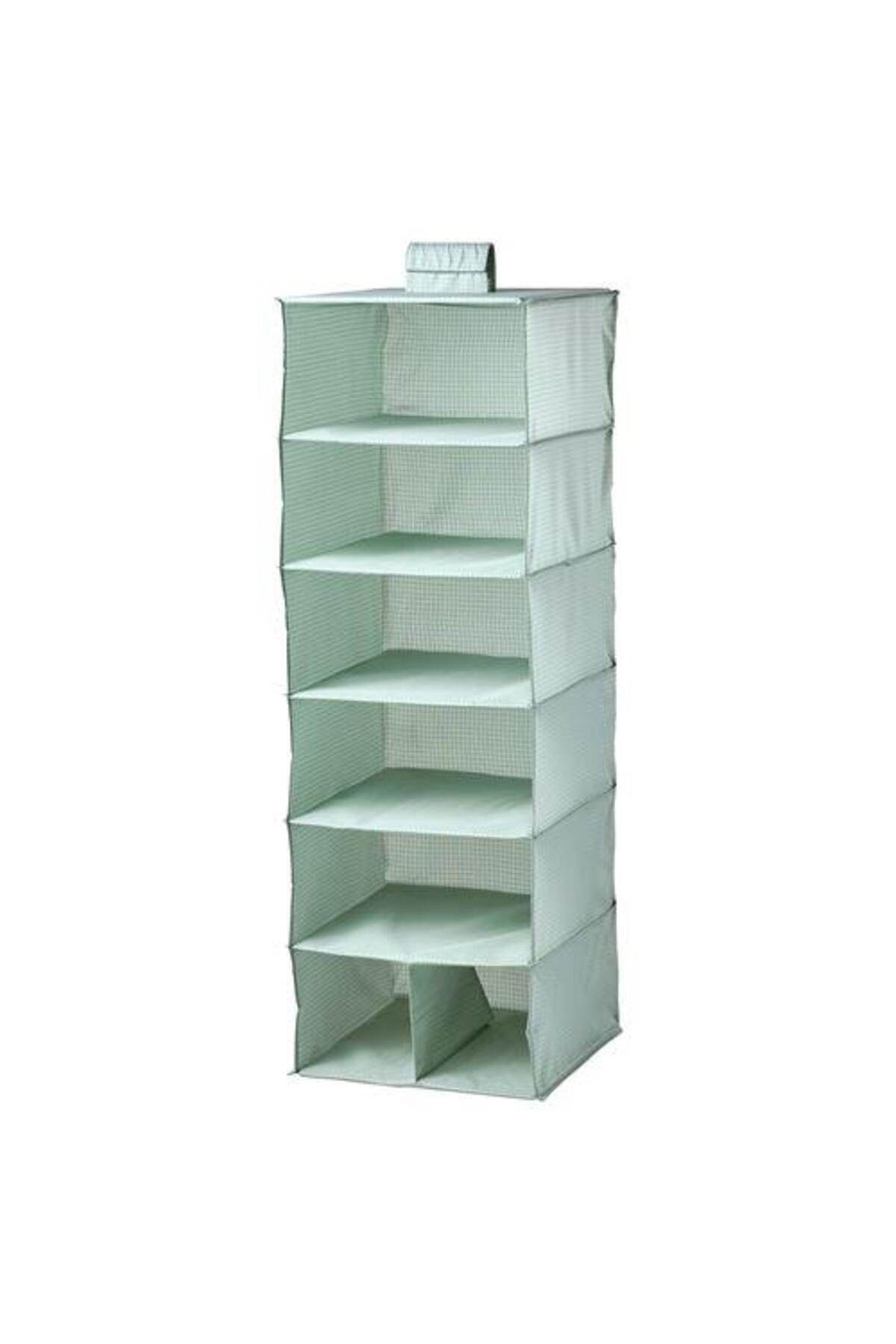Stuk 30x30x90 Cm Açık Gri Yeşil Asılabilir 7 Bölmeli Dolap Içi Askı Üstü Düzenleyici
