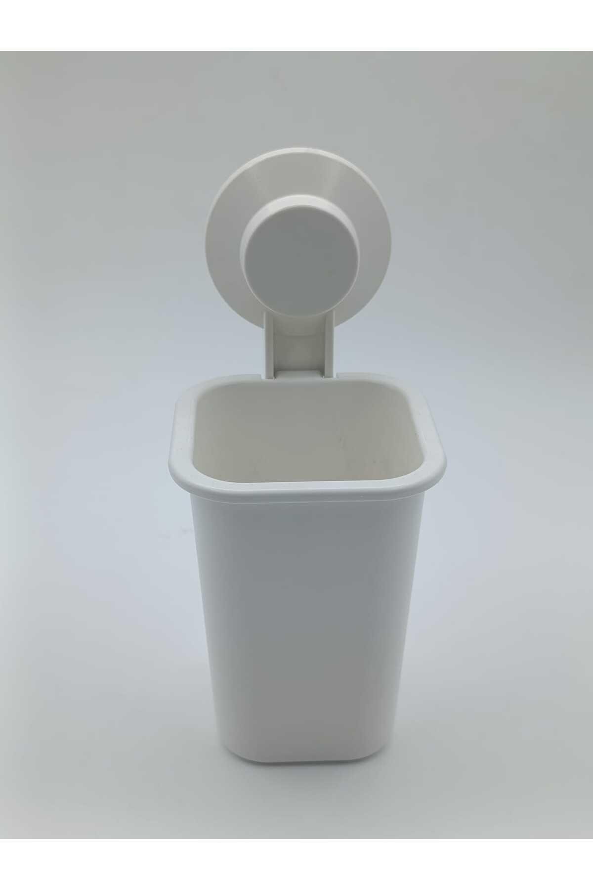 Vantuzlu Diş Fırçalığı Yükseklik: 18 cm Plastik Fırçalık Beyaz Renk