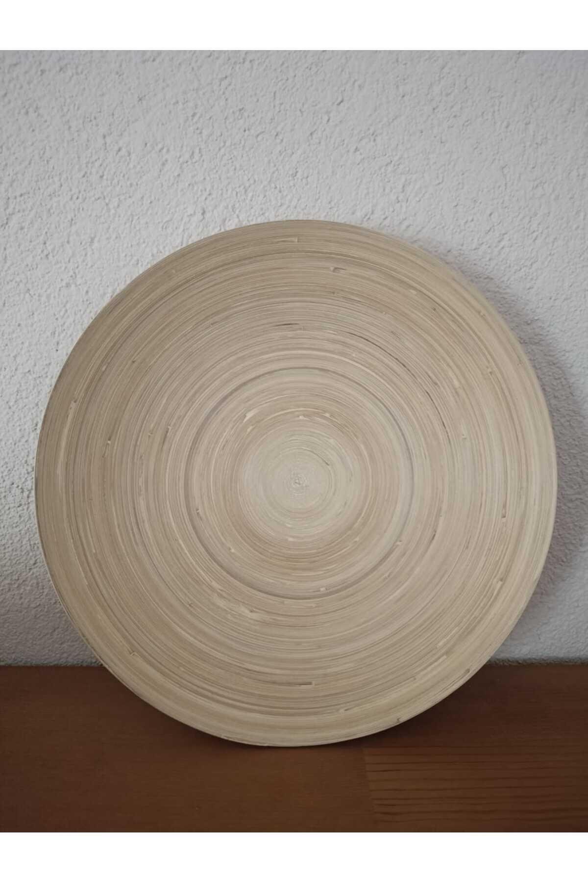 Yuvarlak Hultet Dekoratif Ahşap Bambu Tabak 30cm Çap Hultet Ahşap Bambu Tabak Kahverengi 30 cm 1 Ah