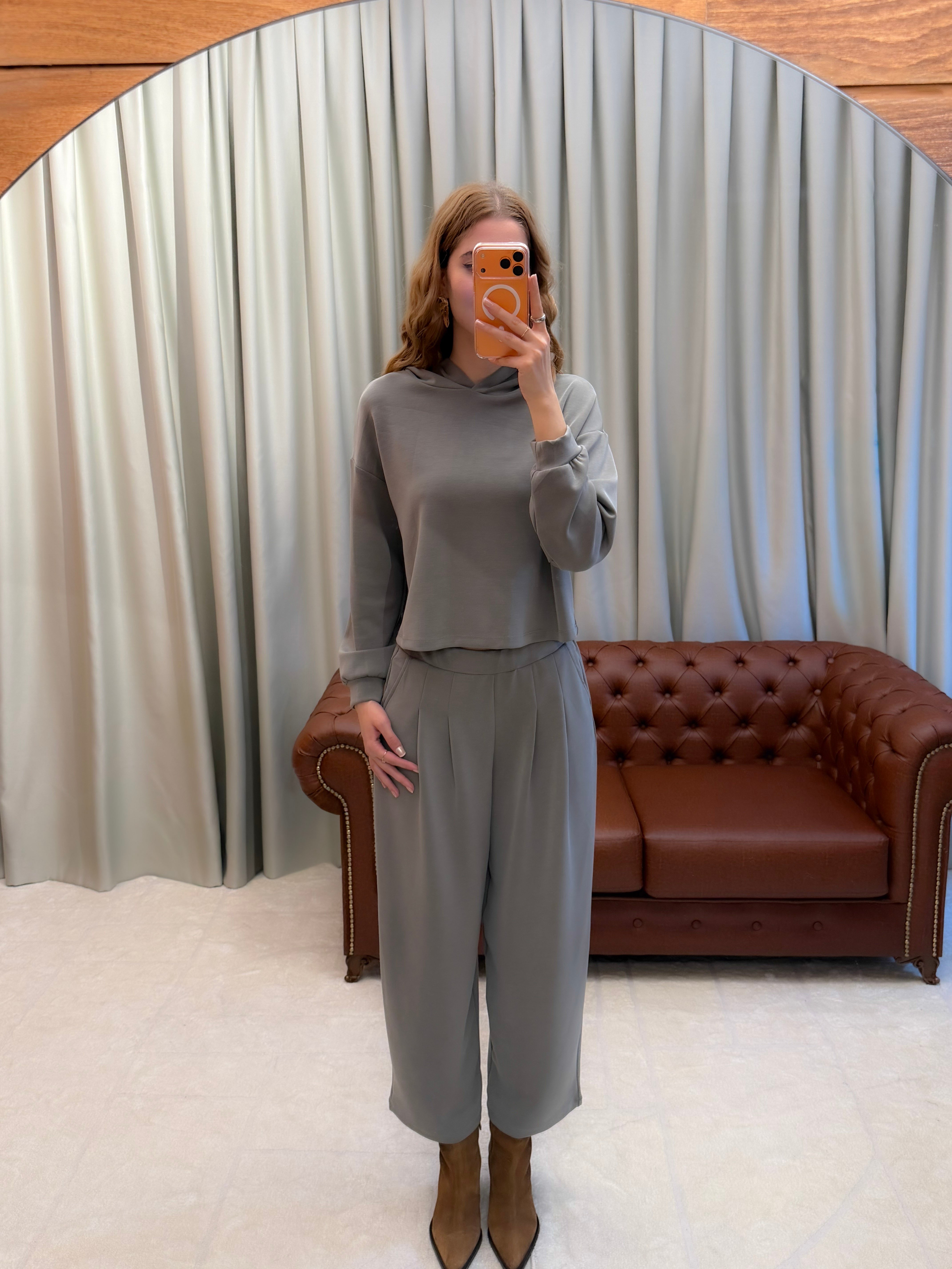 Haki Oysh Model Kapüşonlu Takım
