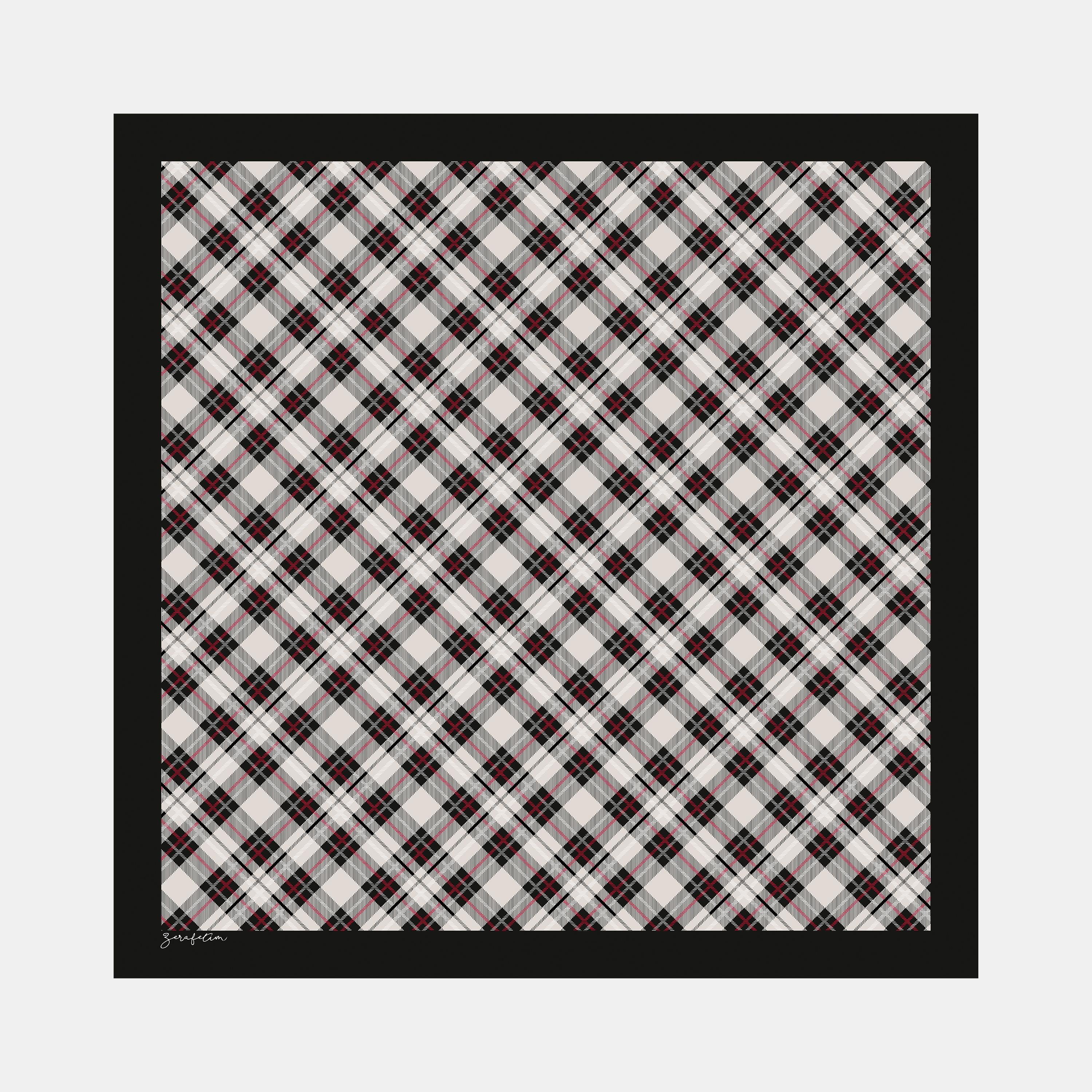 Tartan Desen İpek Twill Eşarp
