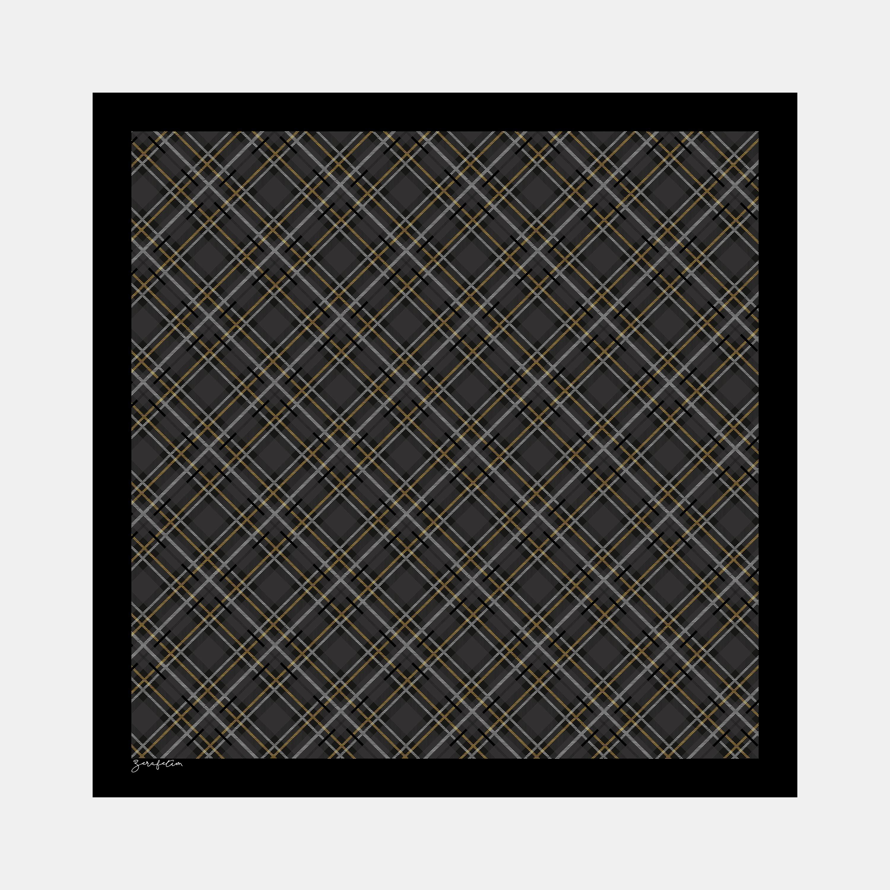 Tartan Desen İpek Twill Eşarp