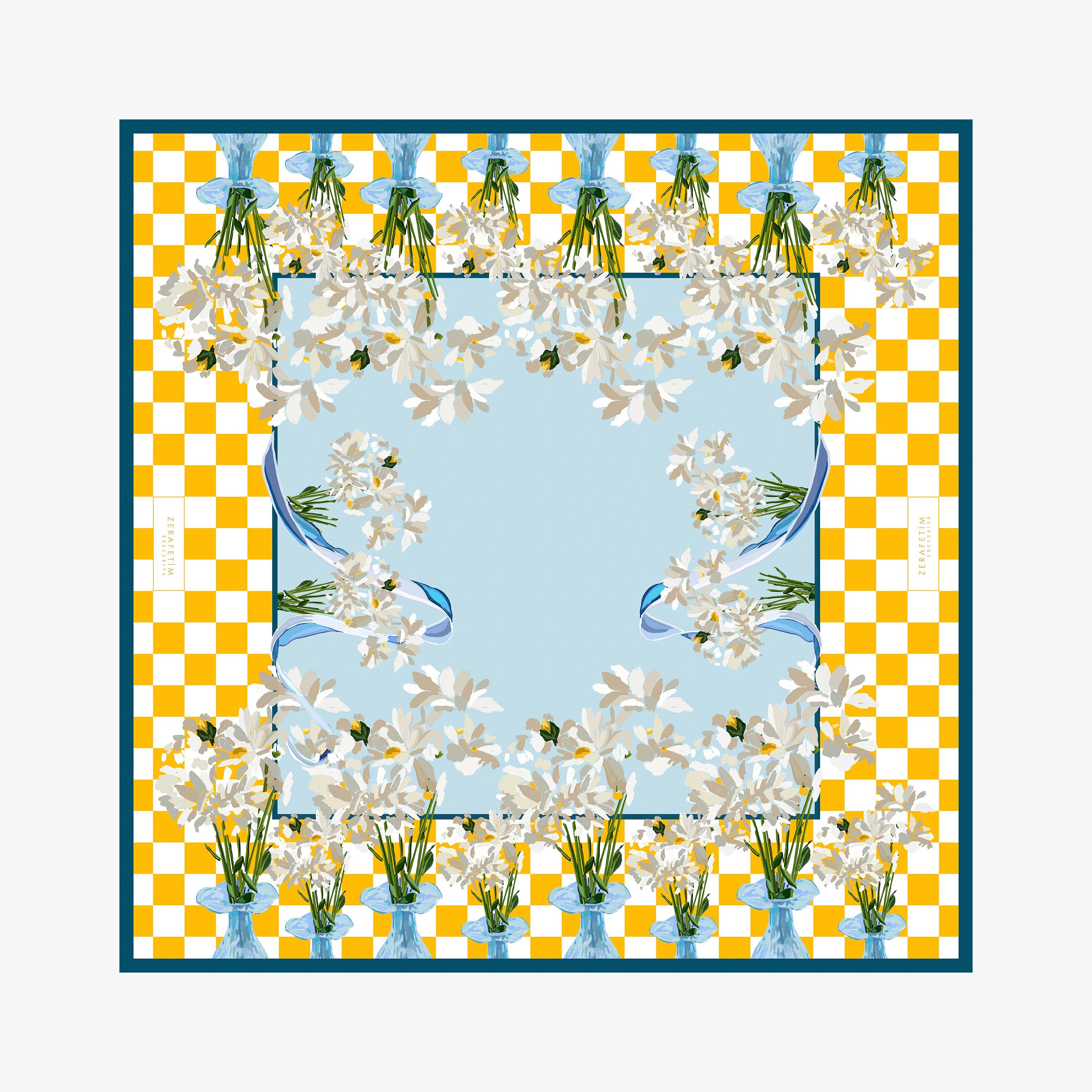 Vase Desen Exclusive İpek Twill Eşarp