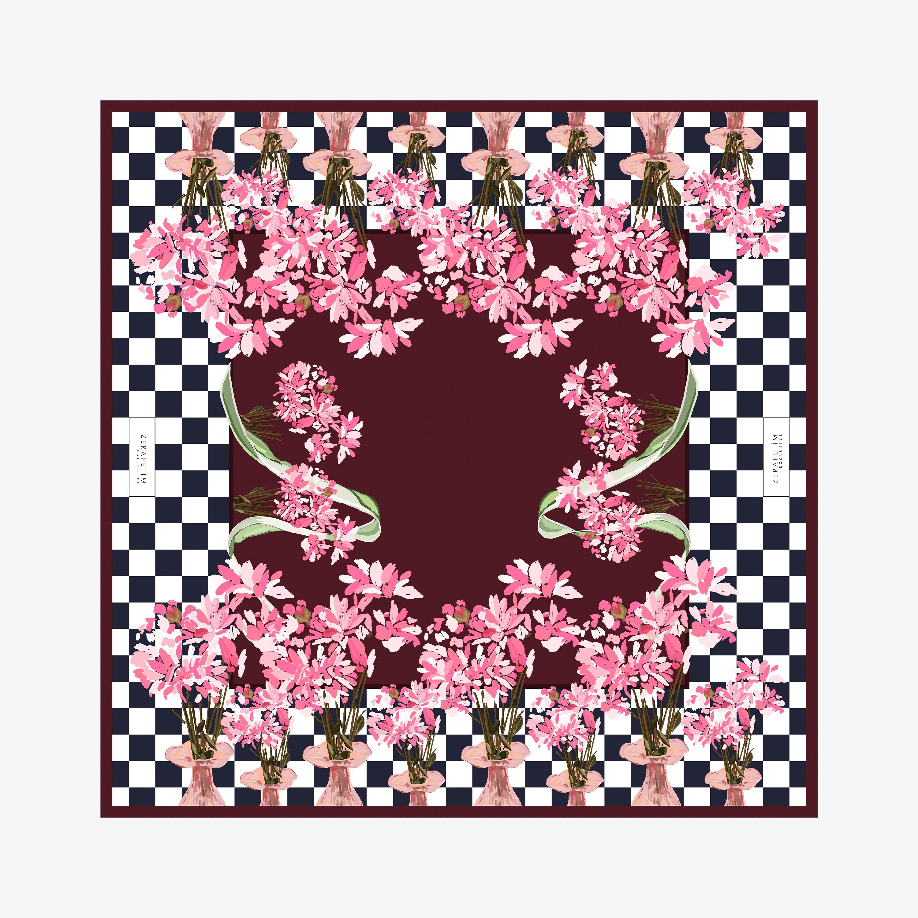 Vase Desen Exclusive İpek Twill Eşarp