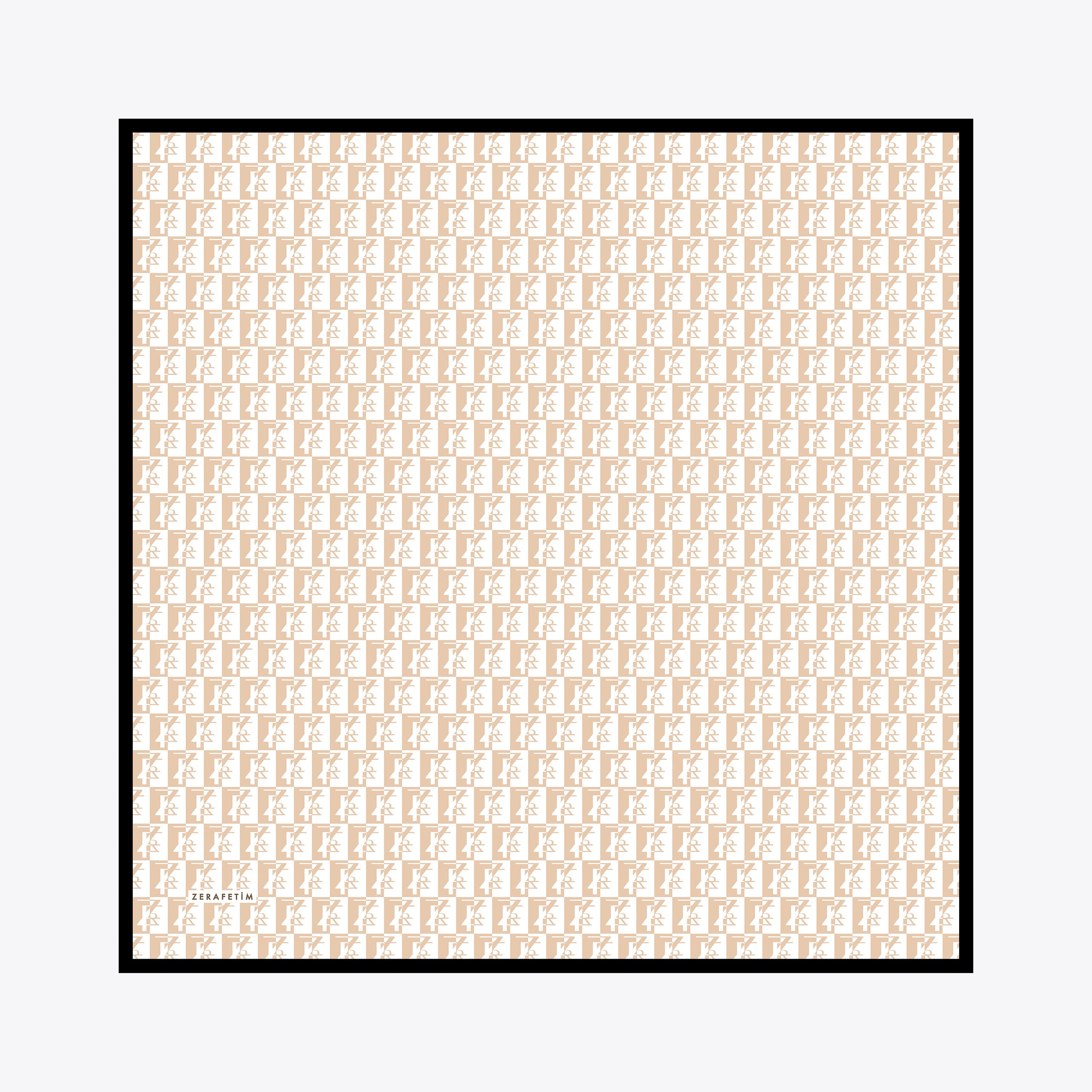 Zrf Monogram Desen İpek Twill Eşarp