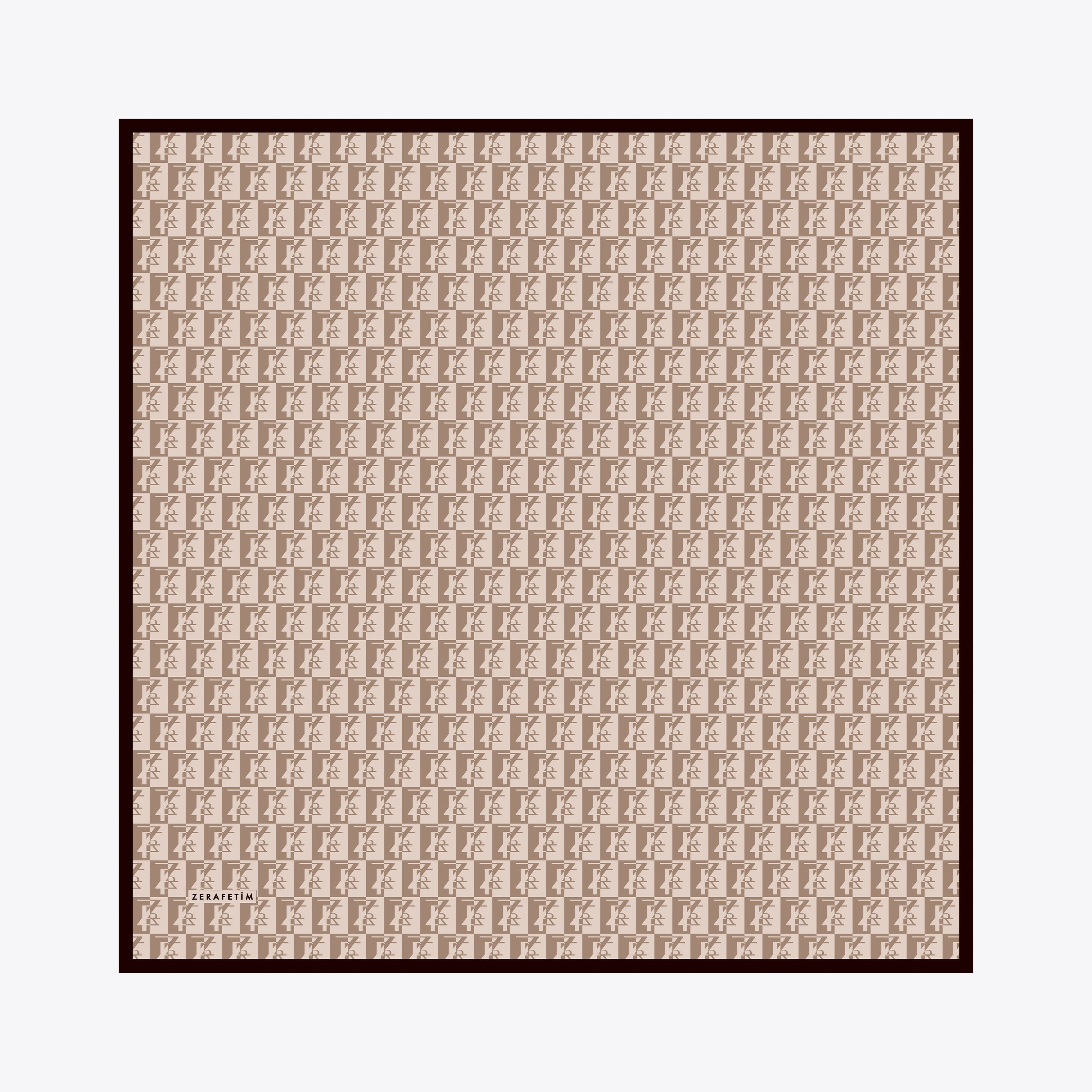 Zrf Monogram Desen İpek Twill Eşarp