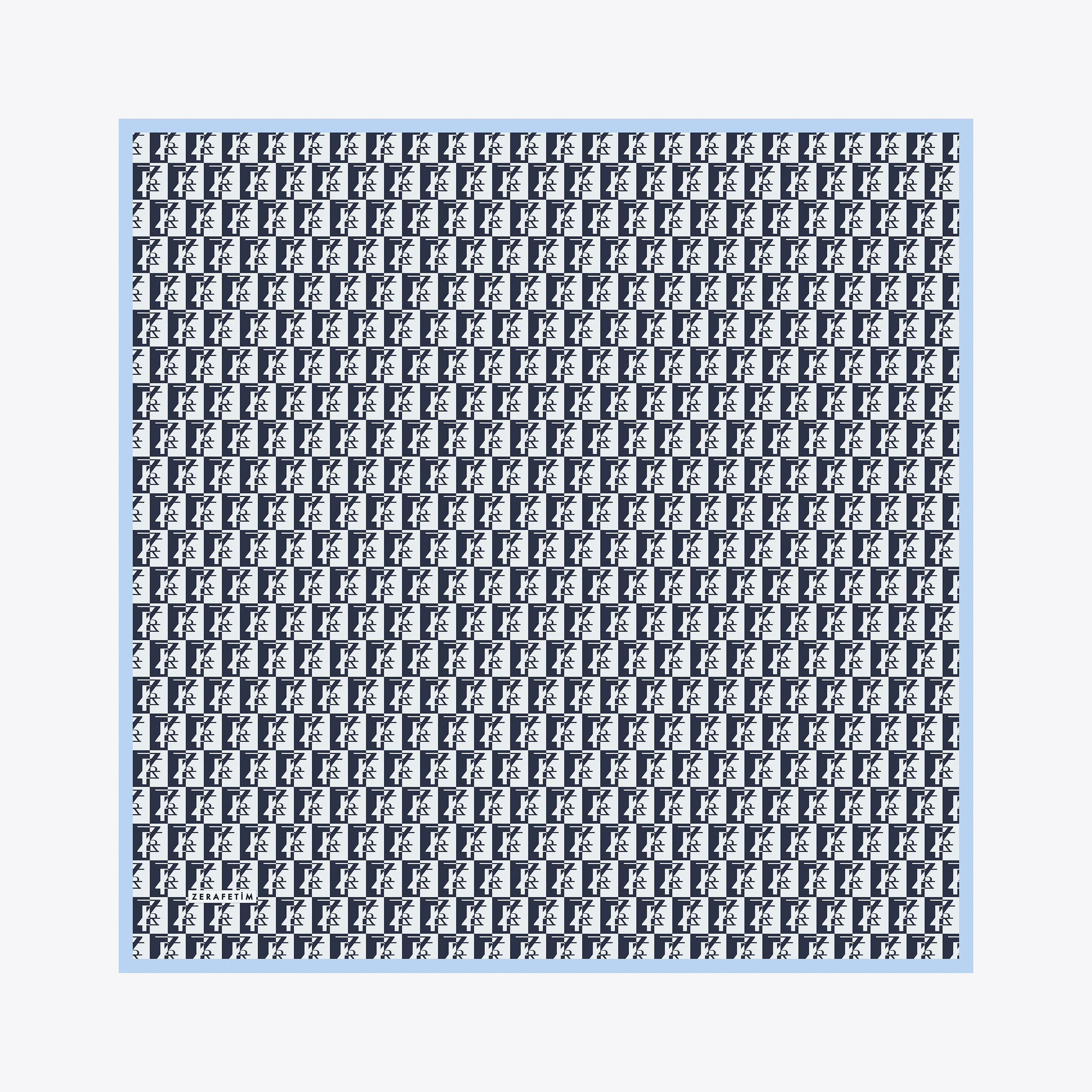 Zrf Monogram Desen İpek Twill Eşarp