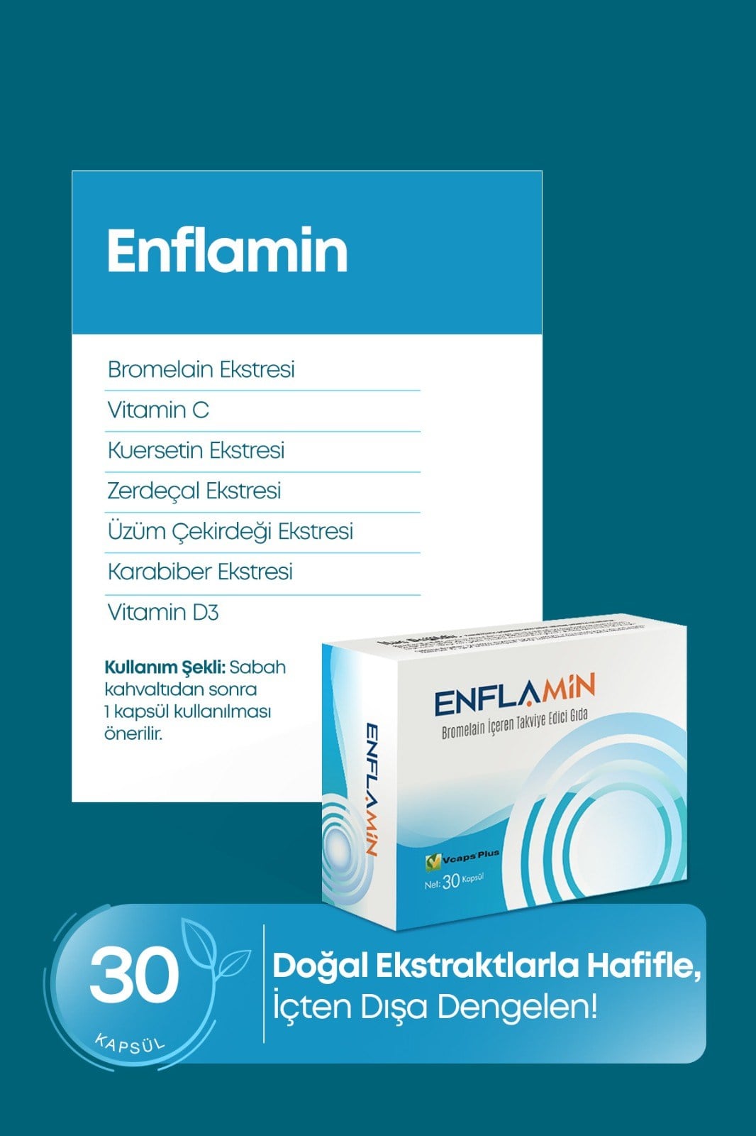 ENFLAMİN BROMELAİN 30 VEGAN KAPSÜL