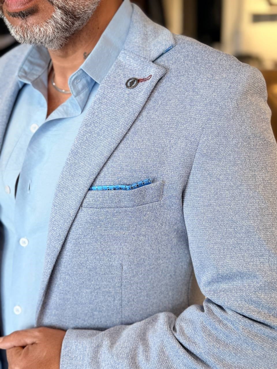 Buz Mavi Blazer Ceket Slim Fit