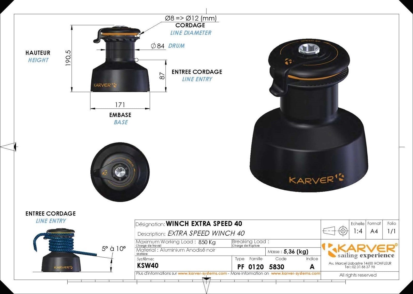 KWS40 WINCH EXTRA SPEED 40 (4 SPEED)