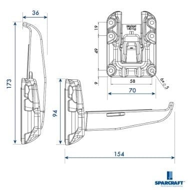 SPARCRAFT - FOLDING MAST STEP GREY WITHOUT RIVETS