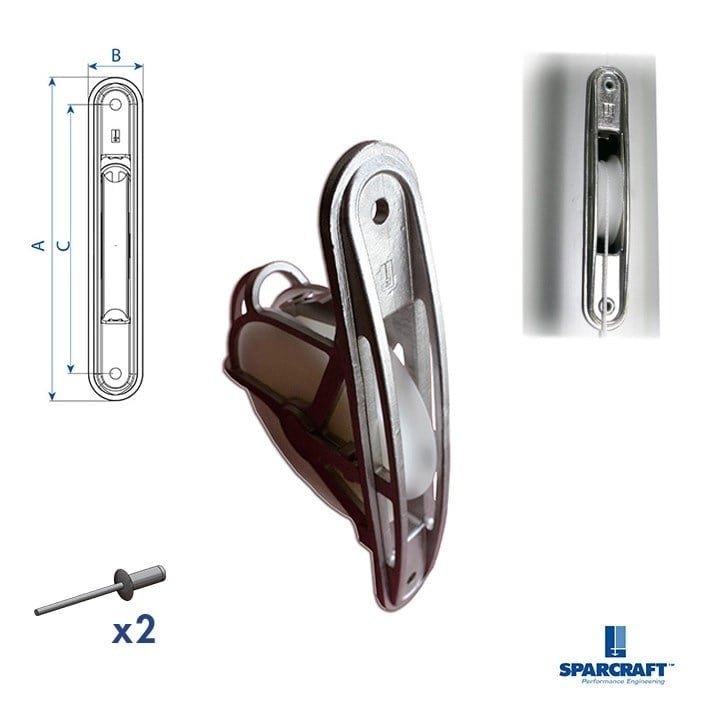 SPARCRAFT - SINGLE S/S SHEAVE BOX Ø60, CPLT RIVETS FIXATION