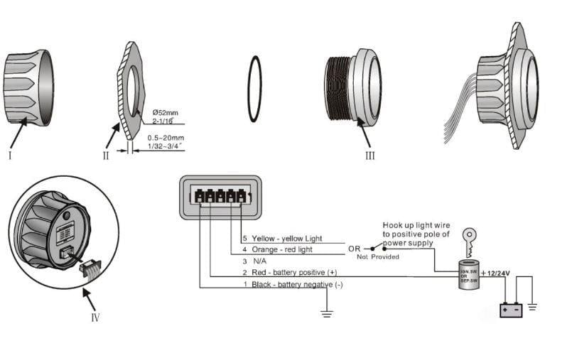 VOLTMETRE DİJİTAL 8-32V 52 mm KROM/BEYAZ
