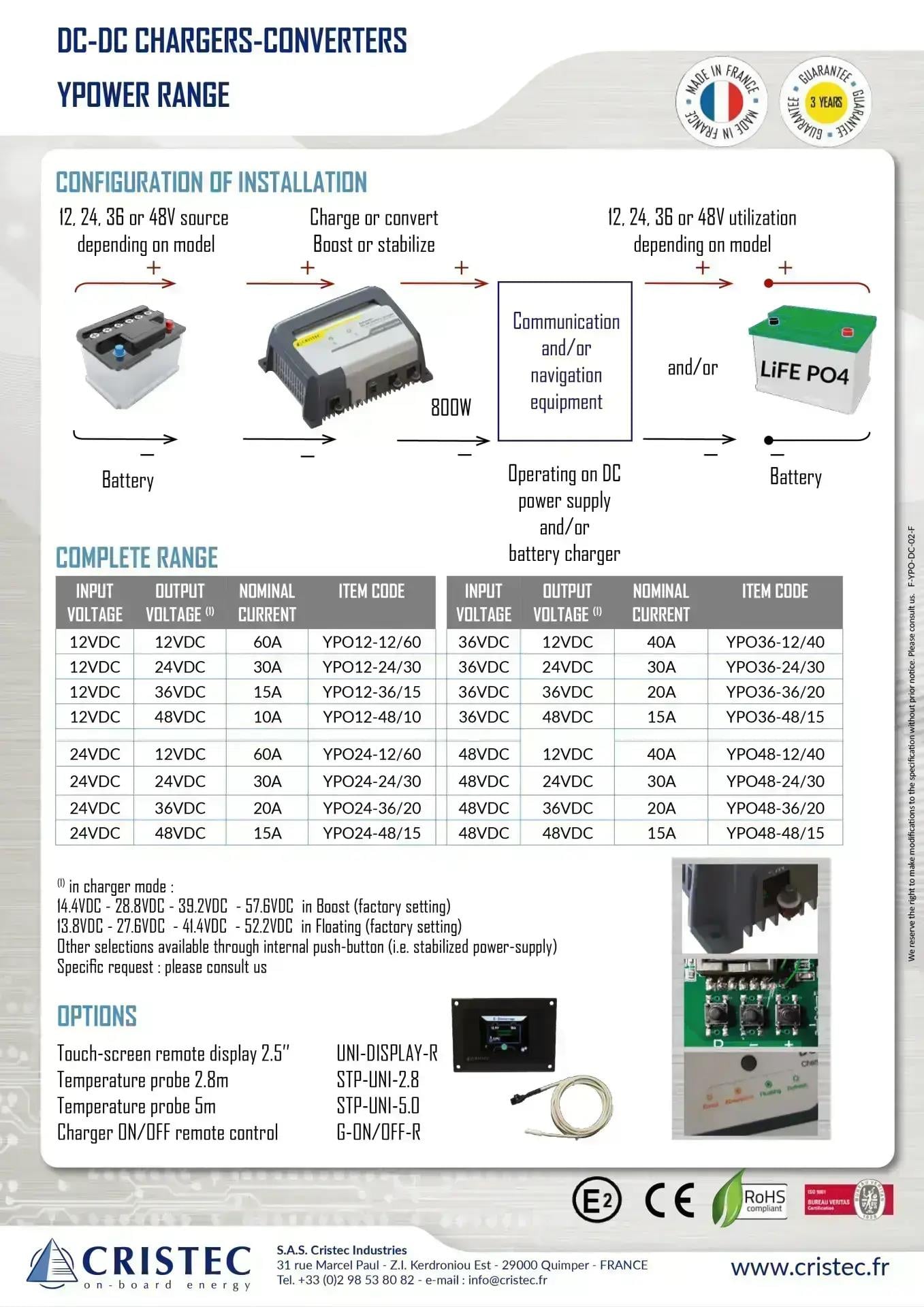 YPOWER DC-DC AKÜ ŞARJ CİHAZI/KONVERTÖR 36V-24V/30A TEK ÇIKIŞ FANSIZ