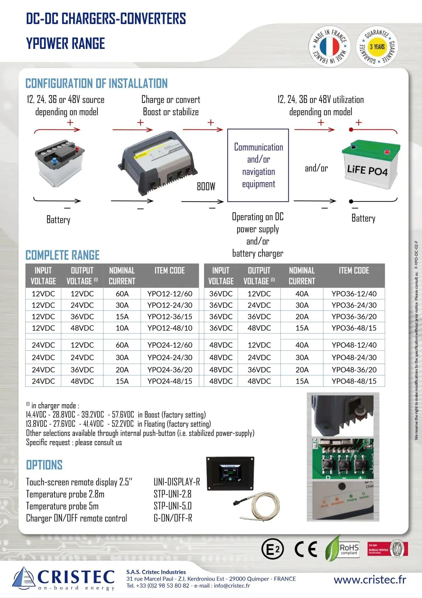 YPOWER DC-DC AKÜ ŞARJ CİHAZI/KONVERTÖR 12V-24V/30A TEK ÇIKIŞ FANSIZ