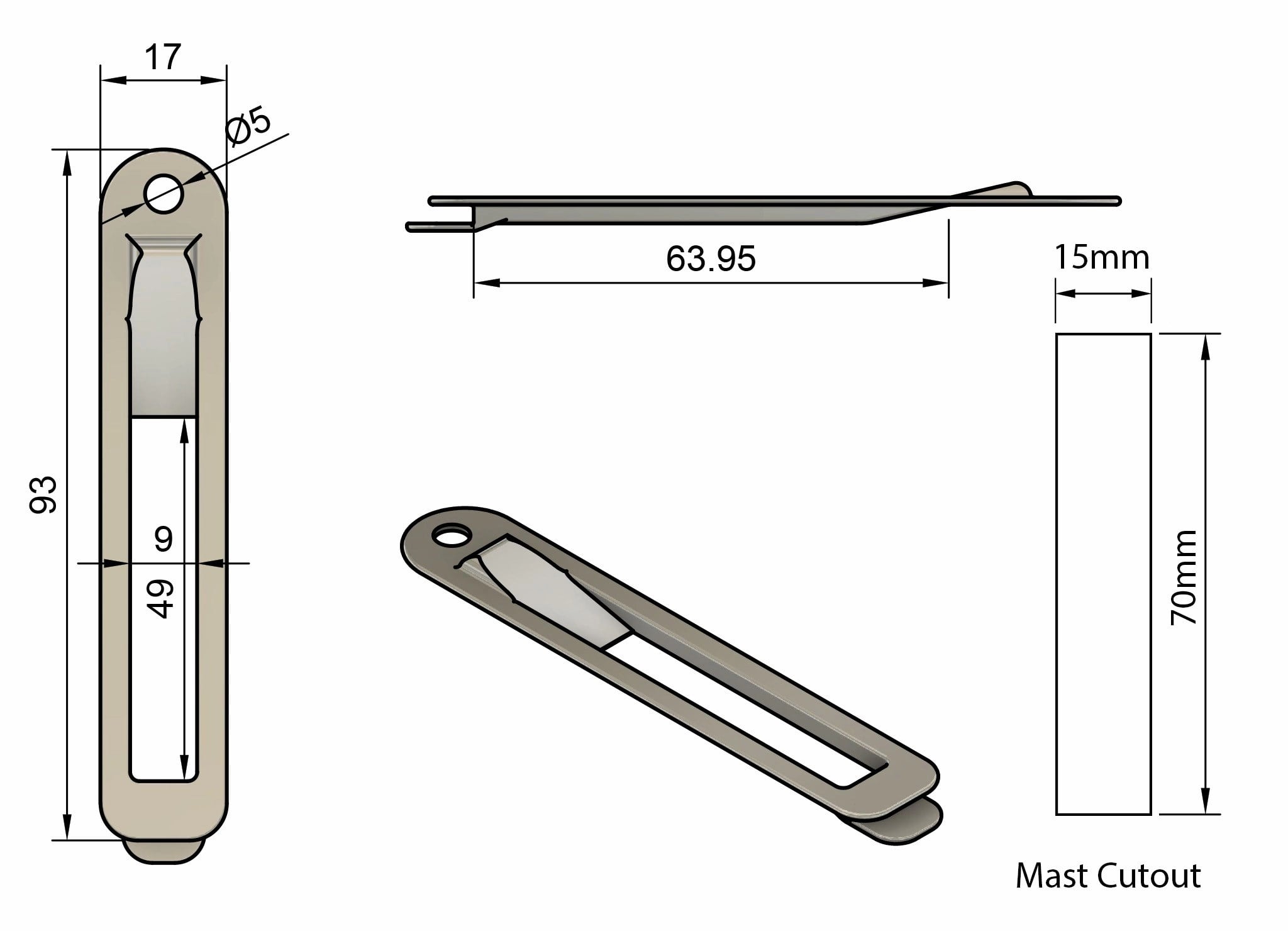 Z-SPARS - HALYARD EXIT (SMALL) - STAINLESS STEEL
