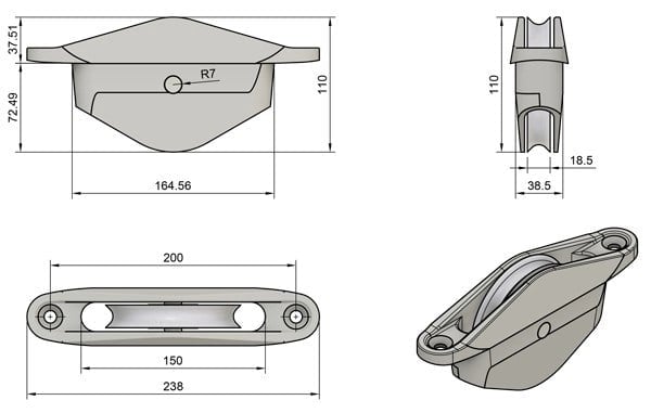Z-SPARS - SHEAVE BOX LARGE, ALUMINUM (Ø110 MM)