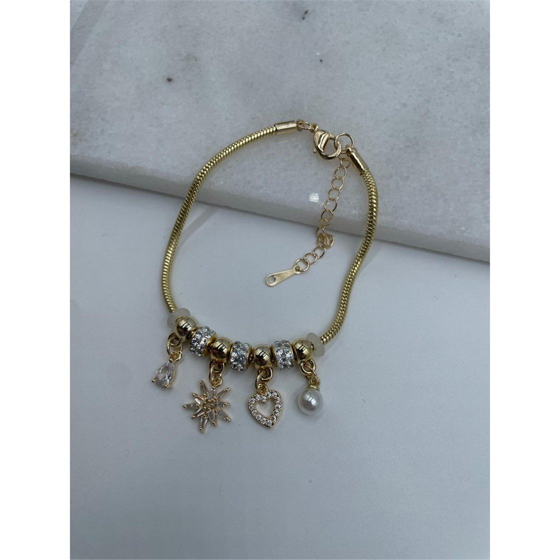 Çarmlı Çelik Bileklik Gold