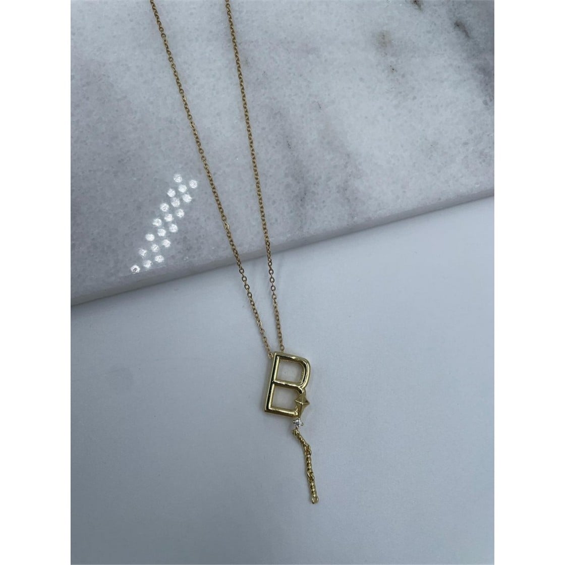 Harfli Çelik Kolye Gold