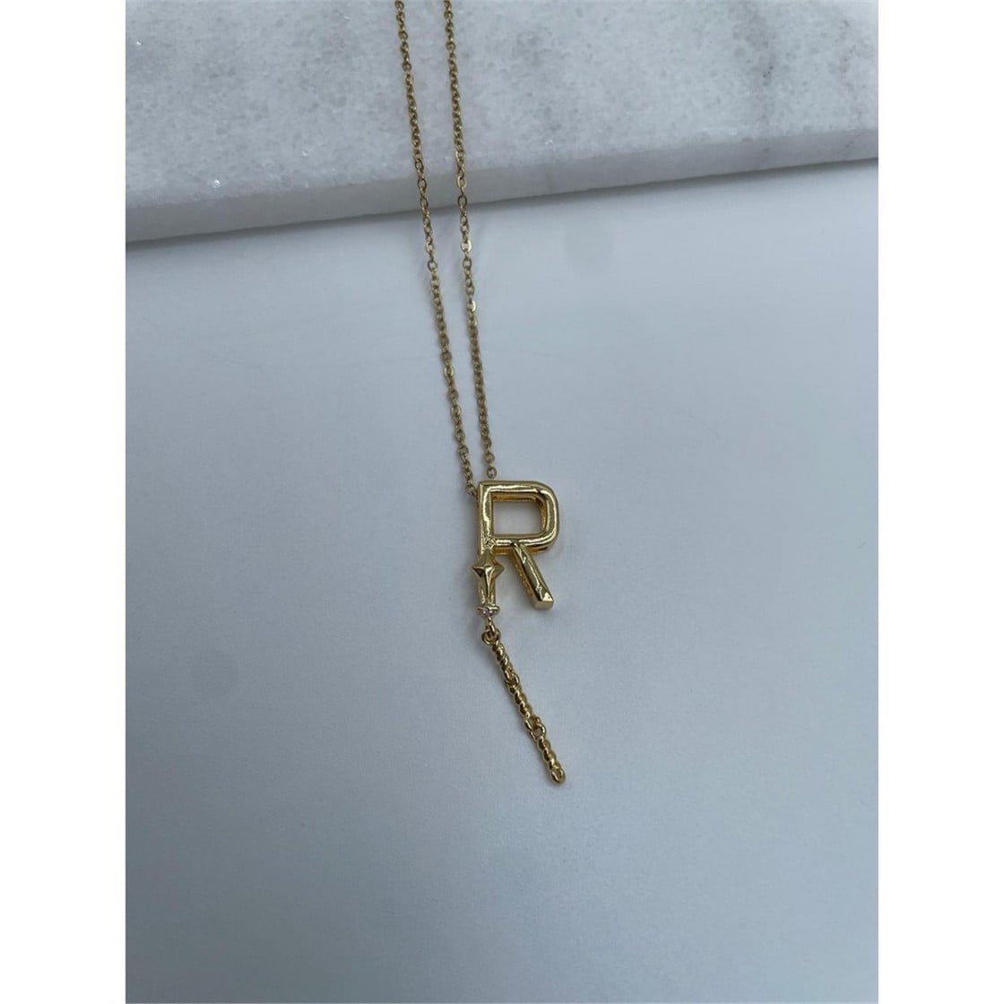 Harfli Çelik Kolye Gold