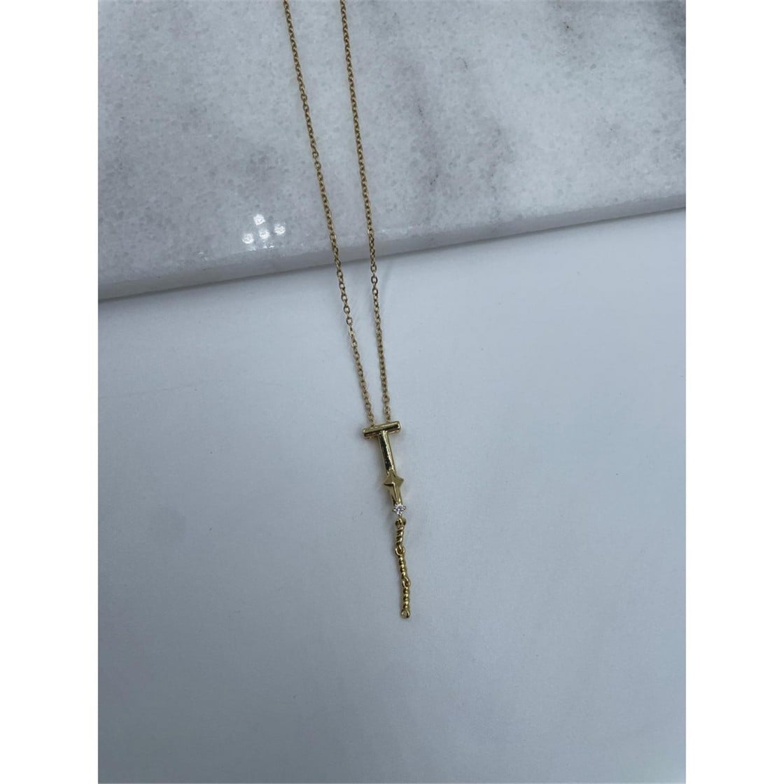Harfli Çelik Kolye Gold
