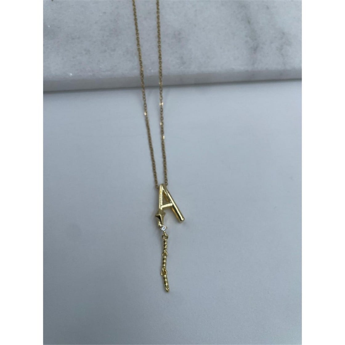 Harfli Çelik Kolye Gold