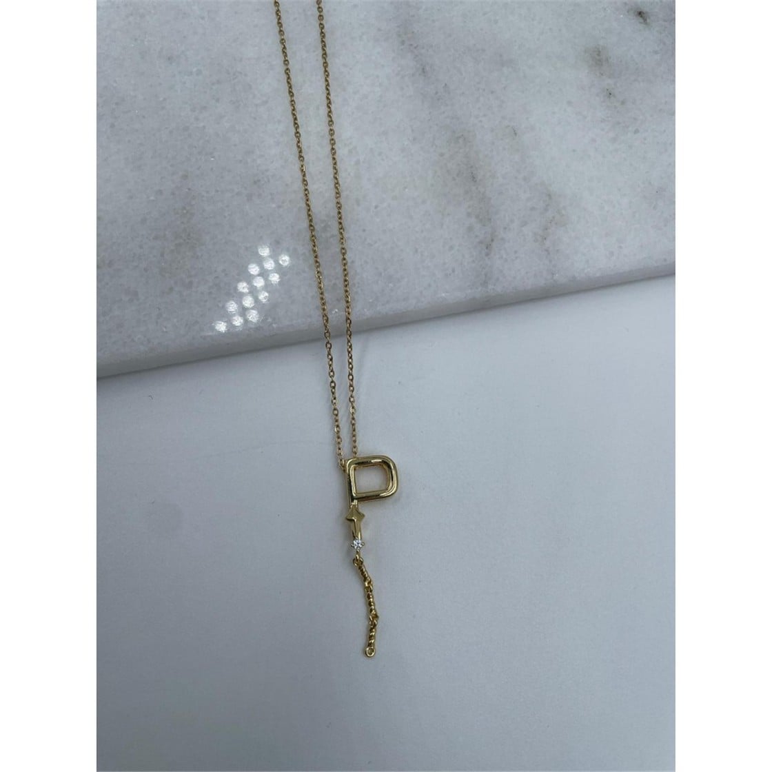 Harfli Çelik Kolye Gold