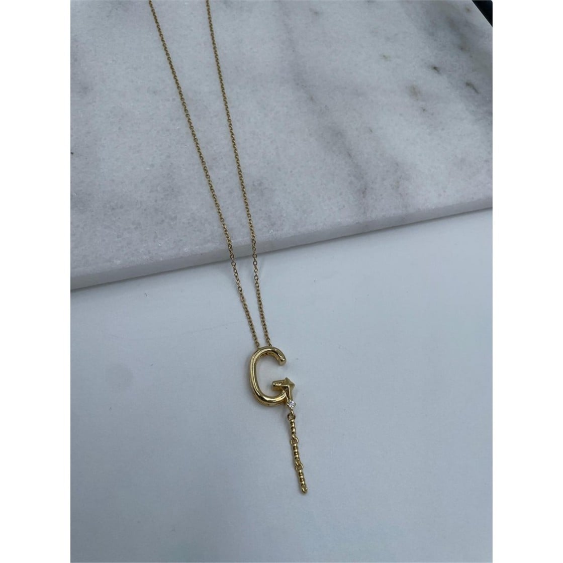 Harfli Çelik Kolye Gold
