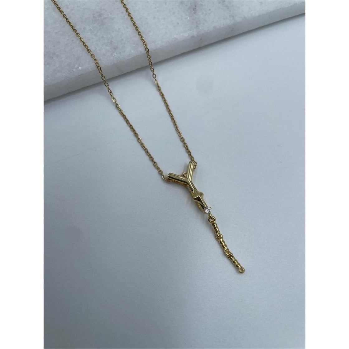 Harfli Çelik Kolye Gold